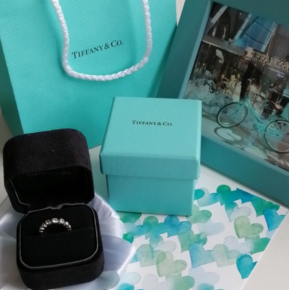 Tiffany 7 Diamond Platinum Jazz Ring XXS authentic - Picture 2 of 10